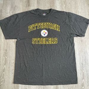 Pittsburgh Steelers Men Shirt XL Gray Majestic Logo Short Sleeve
